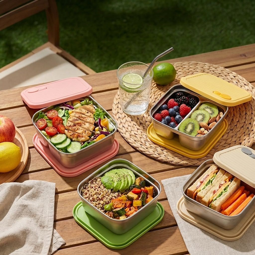 Abstract grid suggesting multiple meal slots and flexible portions